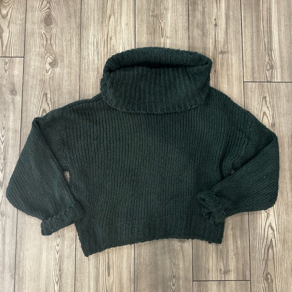 Anthropologie Pilcro Dark Green Chunky Turtleneck Sweater size XS